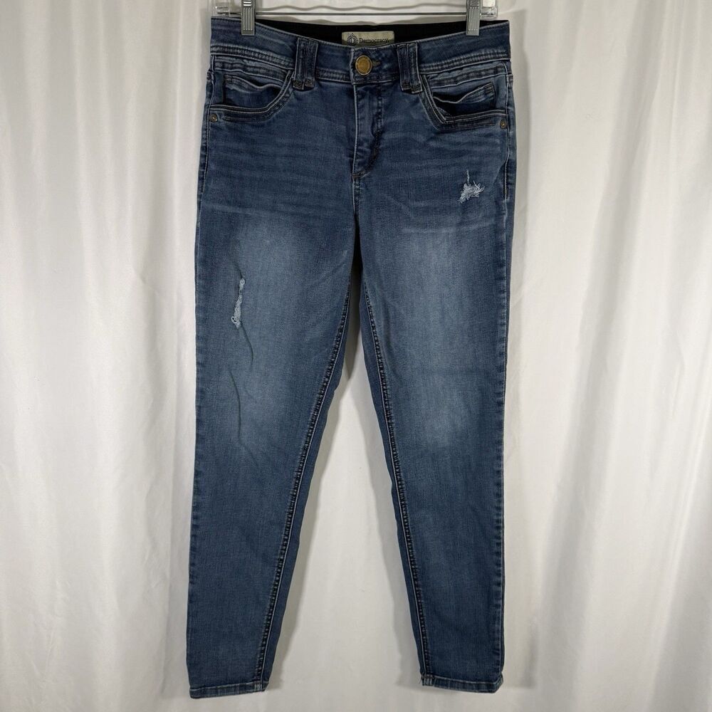 Democracy Ab Technology Jeans Women's 6 Medium Wash Blue Denim Distressed